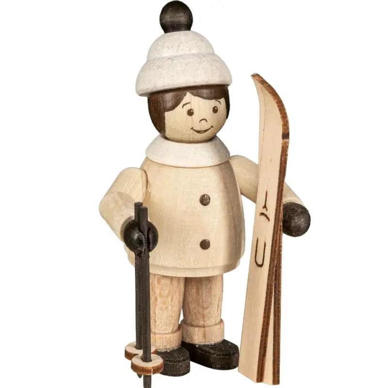Miniatur Mädchen mit Ski, 5 cm