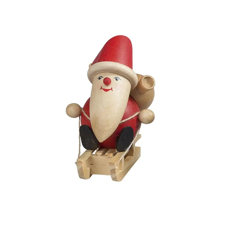 Miniatur Weihnachtsmann auf Schlitten, farbig, 8 cm