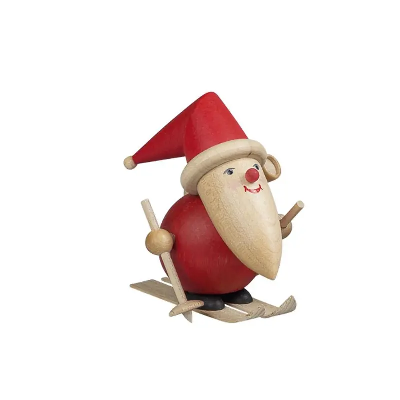 Miniatur Weihnachtsmann auf Ski, farbig, 8 cm