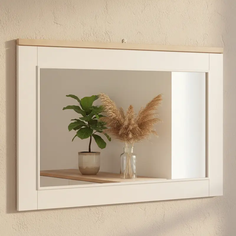 Minimalistischer Wandspiegel aus Massivholz