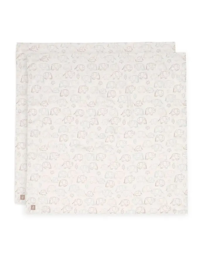 Mulltuch 2er Set 115x115cm I Elephant Tales