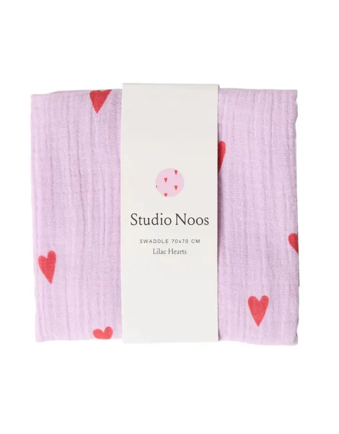 Musselin Swaddle 70x70cm I Lilac Hearts