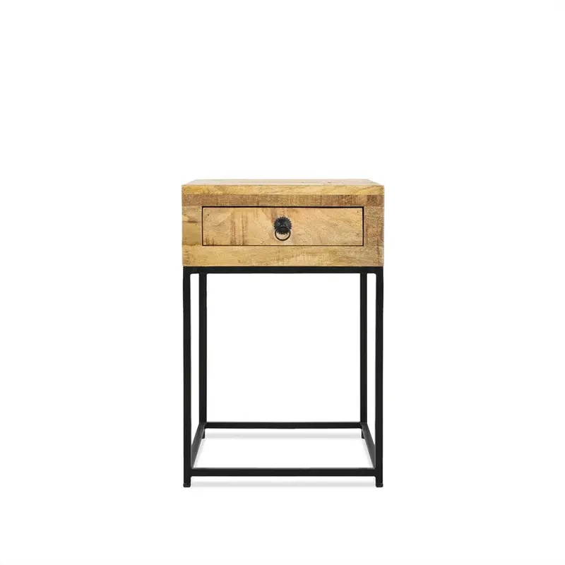 Nachttisch Fred 40cm aus Massivholz - Schwarz
