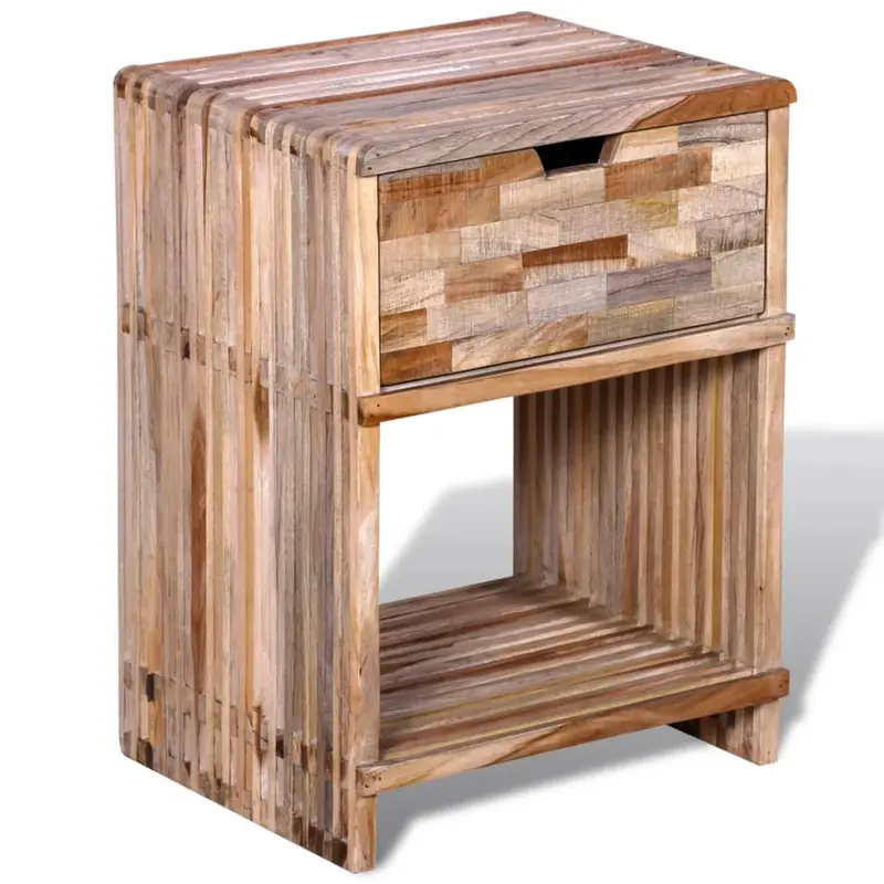 Nachttisch mit Schublade Altholz Teak