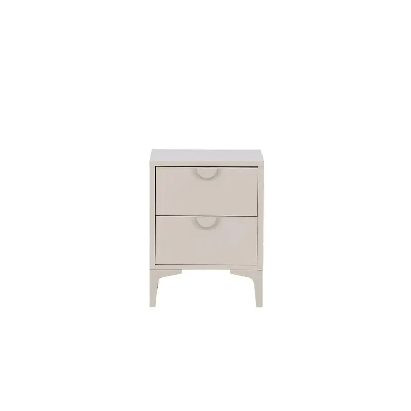 Nachttisch Piring mit 2 Schubladen aus Metall - Beige