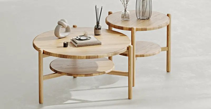 Norac Massiver Eichen Zweier-Set Couchtisch