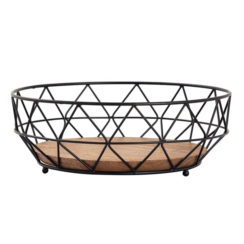 Obstschale – Metalldraht, Holz Boden, Schwarz Farbe - Neo | MVG Voglrieder