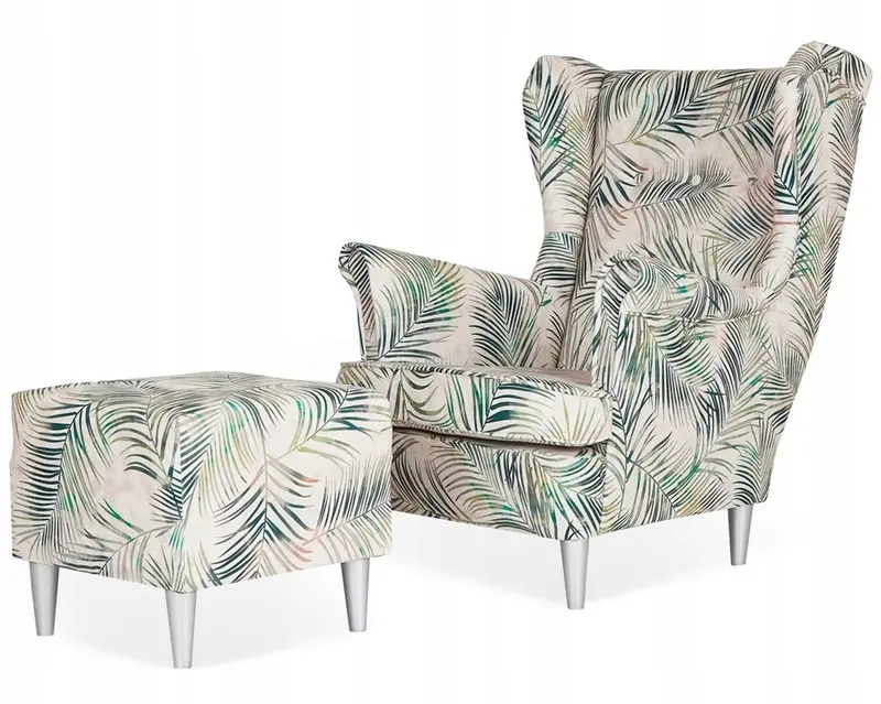 Ohrensessel Ari beige Fußhocker Ausführung M 122