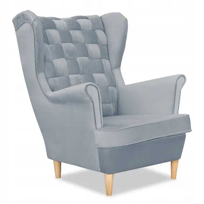 Ohrensessel Carol grau / blau Samtoptik Ausführung CAROL ROYAL V 80