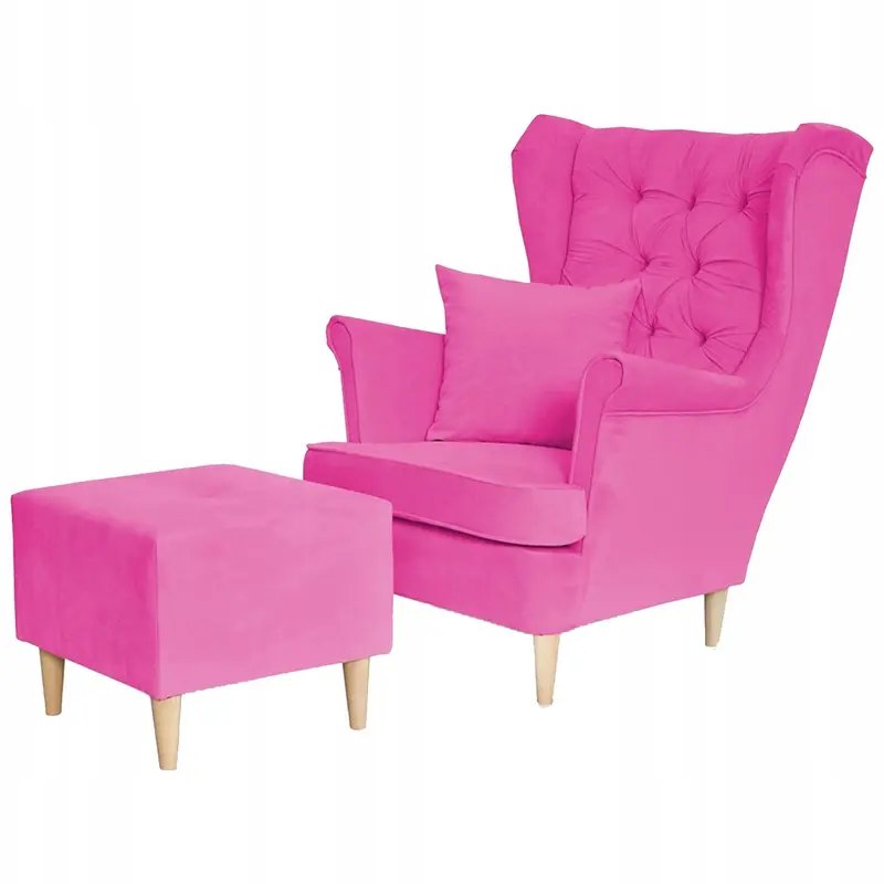Ohrensessel Gaja rosa Fußhocker Ausführung TRINITY 10
