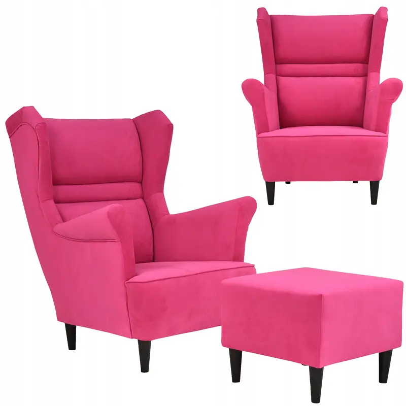 Ohrensessel Zoja rosa Fußhocker Ausführung TRINITY 10