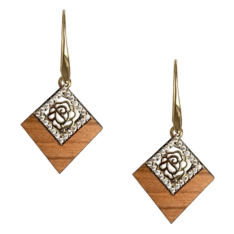 Ohrringe aus Kirschholz "Rauten Ornament" Nr. 100.515