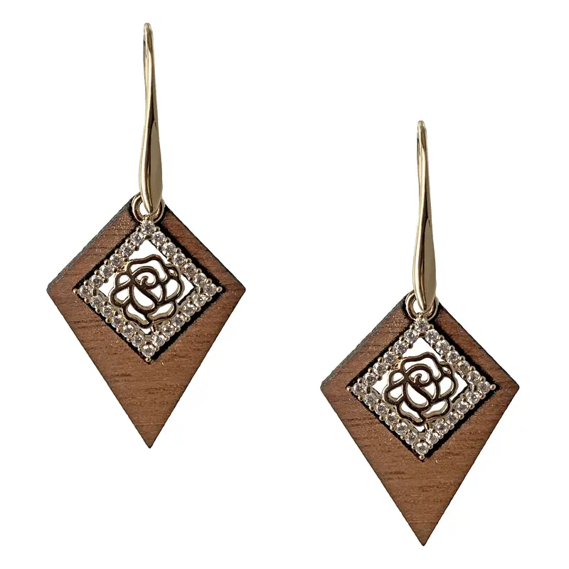 Ohrringe aus Walnussholz "Deltoid Ornament" Nr. 100.011