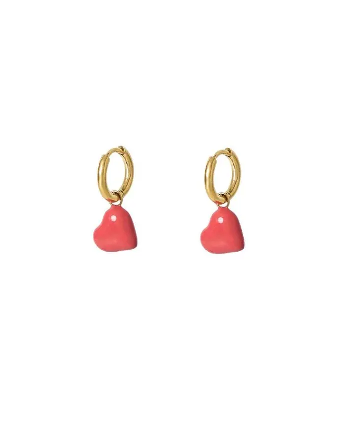 Ohrringe Red Heart I Gold