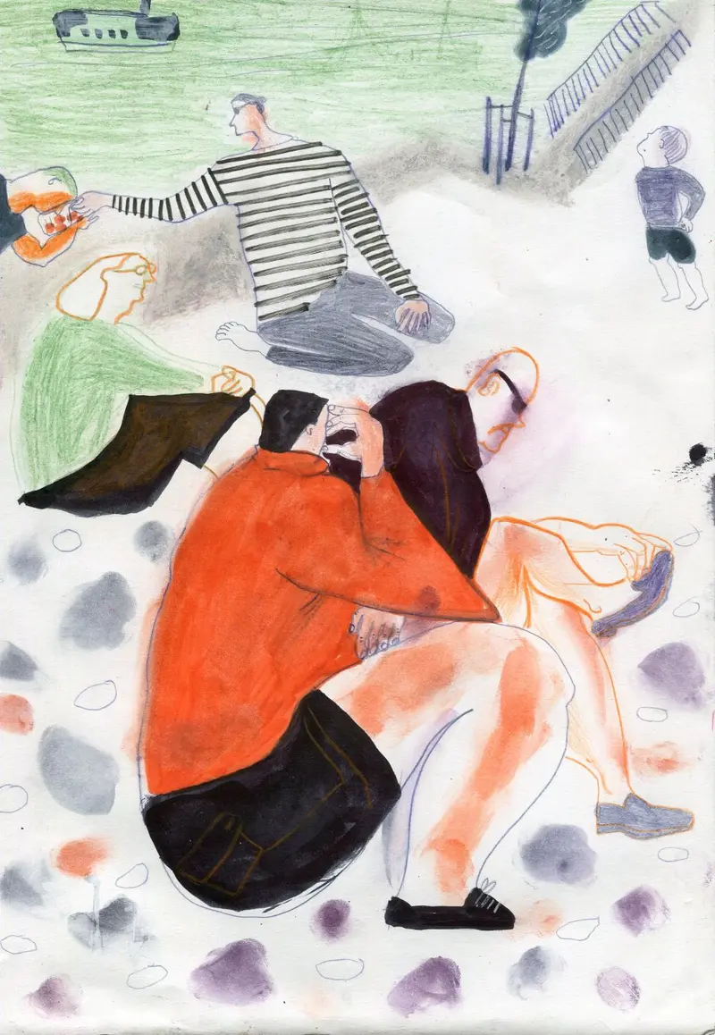 Originalkunstwerk in Mischtechnik "At the beach"