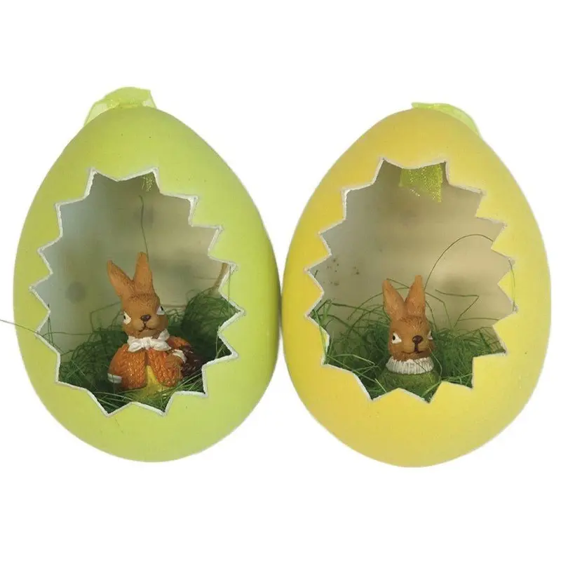 Ostereier zum Hängen "Hasen im Ei", 2er Set, farbig, 5 cm