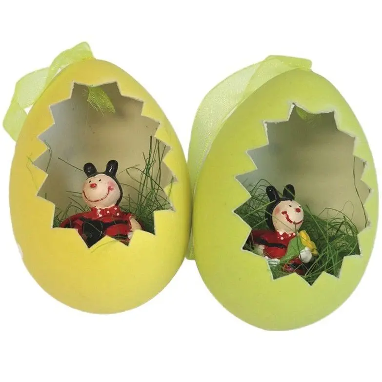 Ostereier zum Hängen "Marienkäfer im Ei", 2er Set, farbig, 5 cm