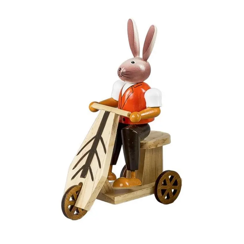 Osterhase auf Roller, farbig, 17 cm