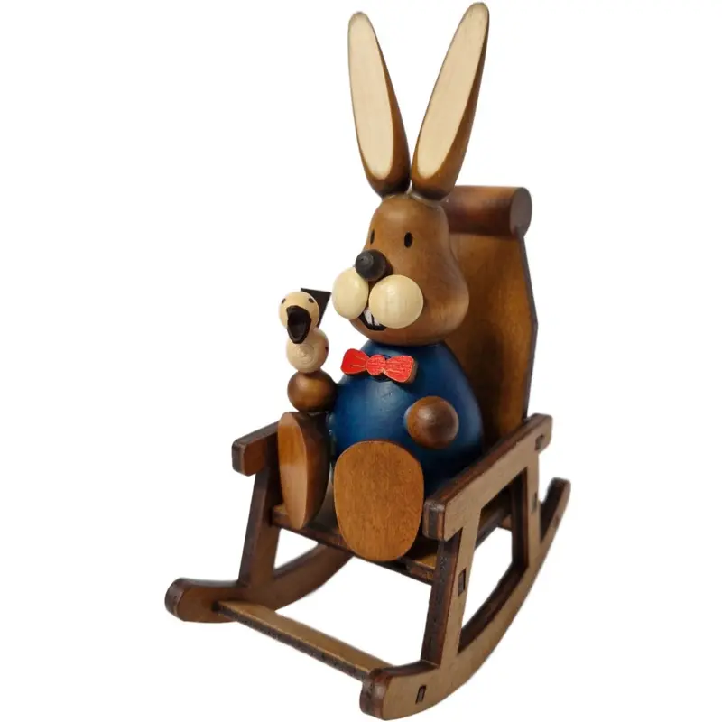 Osterhase im Schaukelstuhl, blau, 15 cm