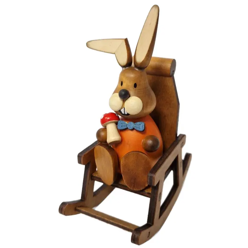 Osterhase im Schaukelstuhl, orange, 15 cm