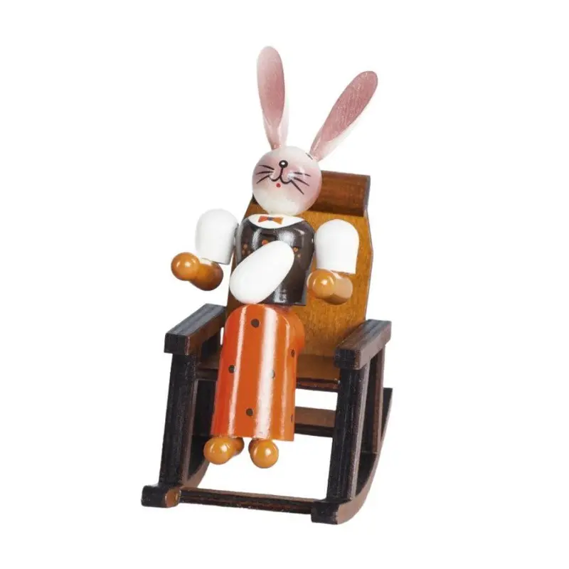 Osterhase "Oma im Schaukelstuhl", farbig, 15 cm