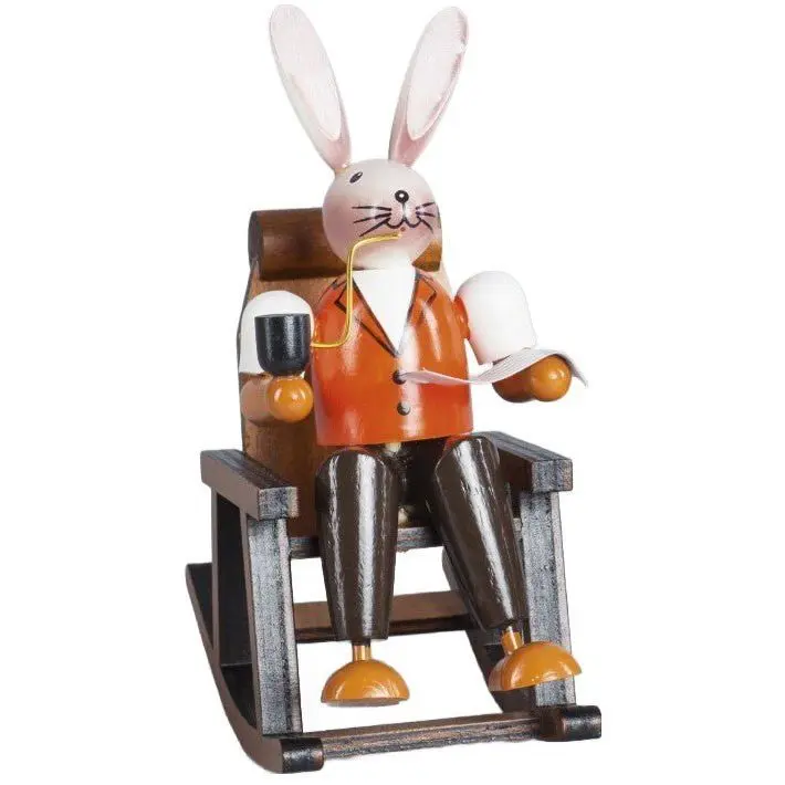 Osterhase "Opa im Schaukelstuhl", farbig, 15 cm