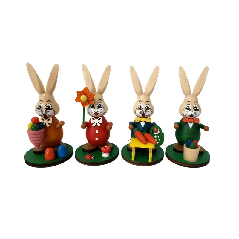 Osterhasen 4er Set, farbig, 10 cm