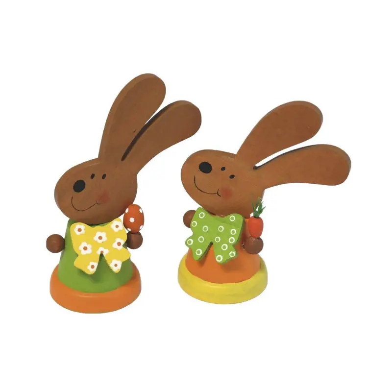 Osterhasen als Dekofigur, 2er Set, farbig, 12 cm