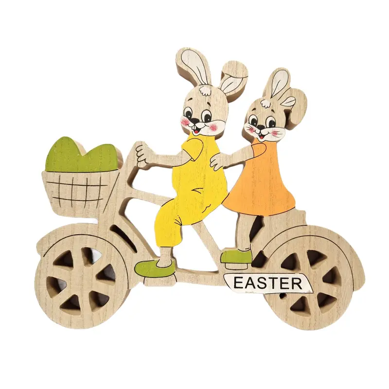 Osterhasen auf Tandem, 26 cm, farbig