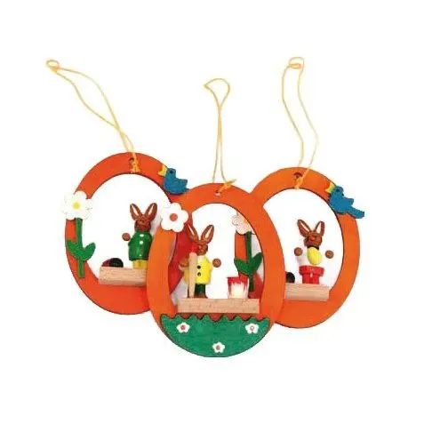Osterhasen im Ei zum Hängen, 3er Set, orange, 7 cm