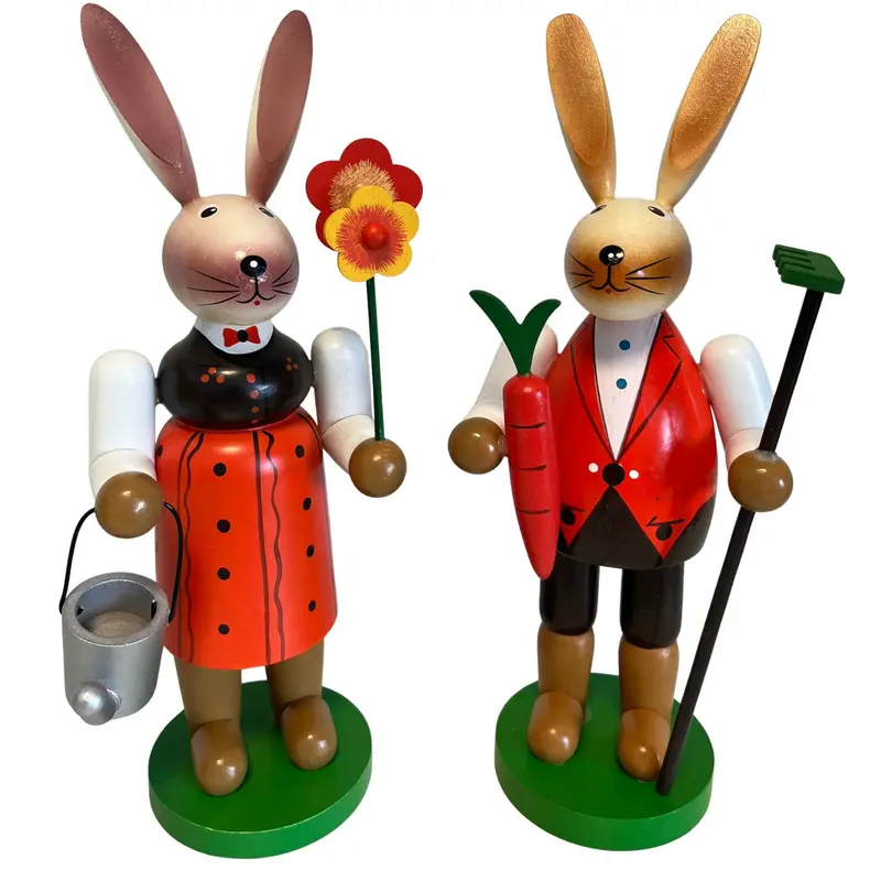 Osterhasenpaar Gärtner und Gärtnerin, farbig, 30 cm