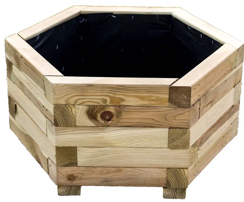 Outdoor Pflanzenkübel 6-eckig aus Kiefernholz