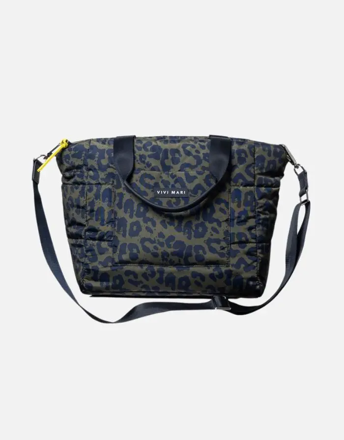 Padded Tote Bag Medium I Leo Splashes Navy/Olive
