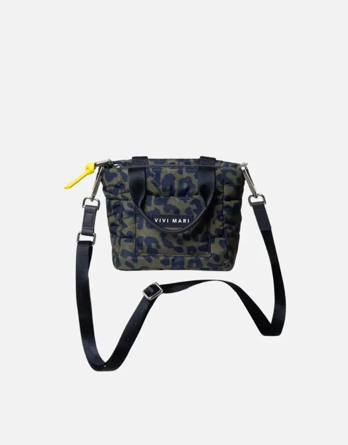 Padded Tote Bag Mini I Leo Splashes Navy/Olive