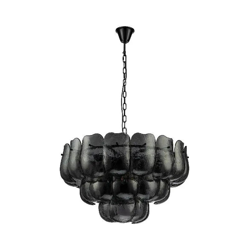 Pendelleuchte aus Glas und Eisen mit gunmetalfarbener Optik und runder Form, L – Vila | PTMD