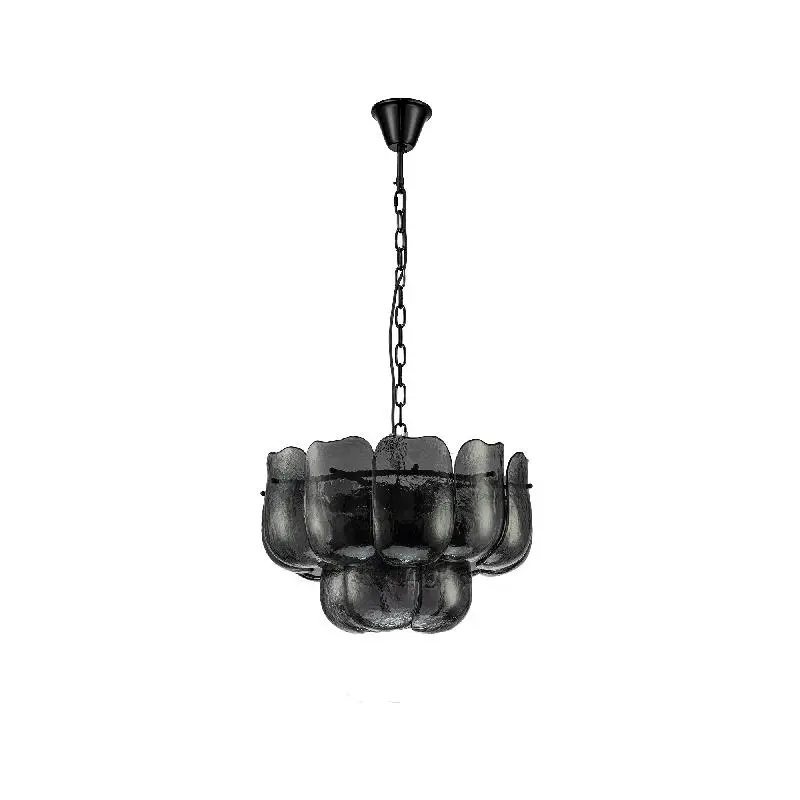 Pendelleuchte aus Glas und Eisen mit gunmetalfarbener Optik und runder Form, S – Vila | PTMD