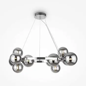 Pendelleuchte – Chrom Metall, 11-flammiges Design, Glasschirme - Dallas | Maytoni