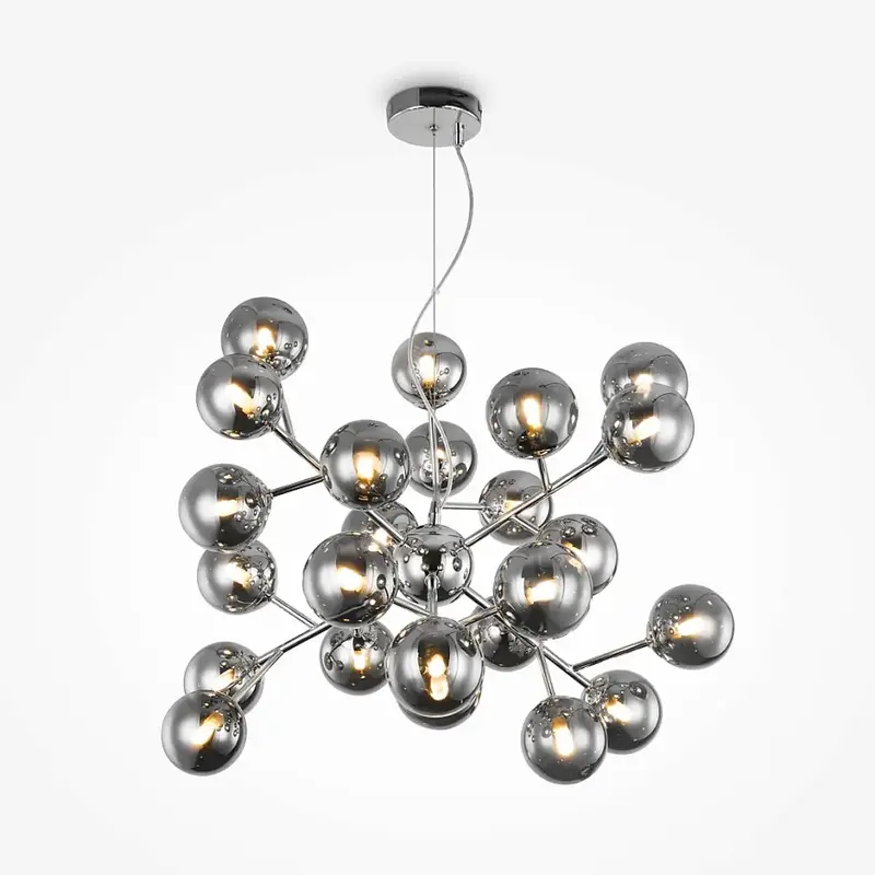 Pendelleuchte – Chrom Metall, 24-flammiges Design, Glasschirme - Dallas | Maytoni