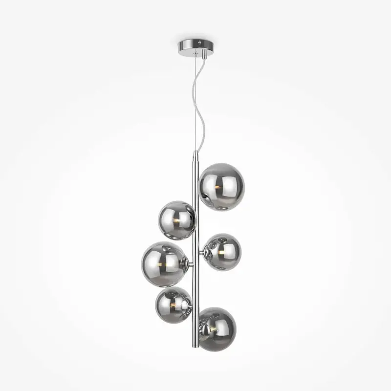 Pendelleuchte – Chrom Metall, 6-flammiges Design, Glasschirme - Dallas | Maytoni