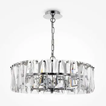 Pendelleuchte – Chromfarbenes Metall, Kristall Design, 6×E14 Fassung, Ø51,7 cm - Puntes | Maytoni