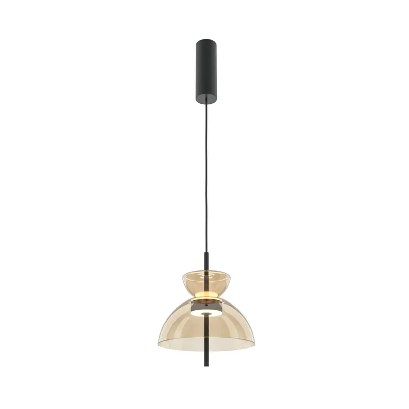 Pendelleuchte – Cognac Glas, Warmes Licht, Schwarzes Metall - Bangkok | Maytoni