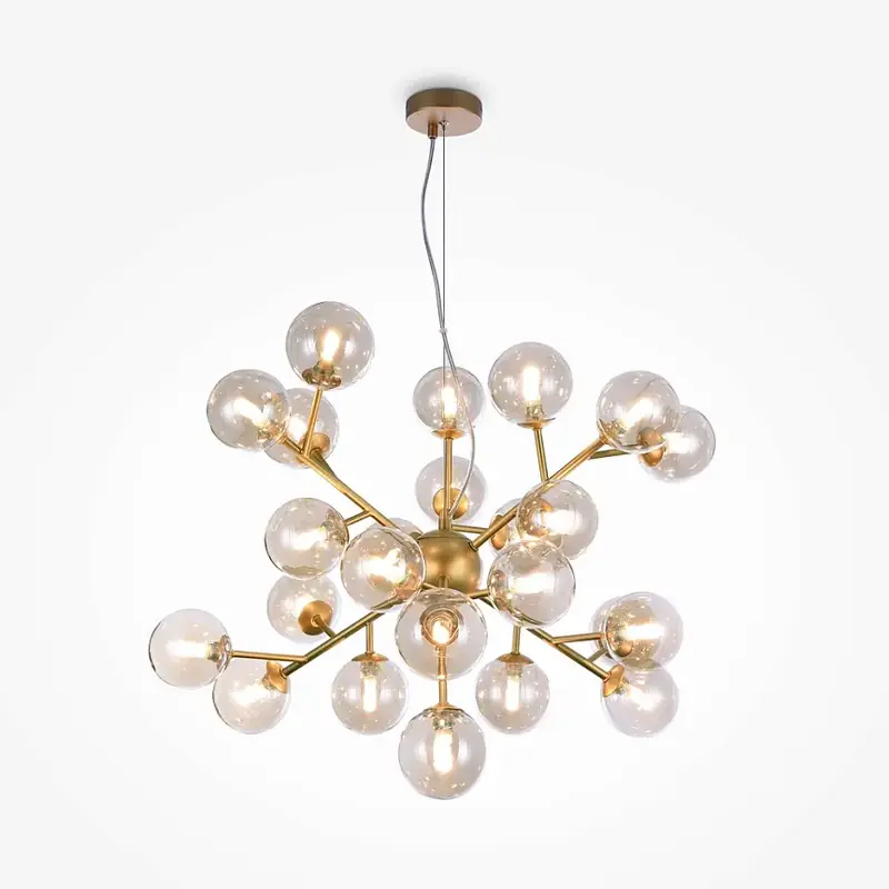Pendelleuchte – Gold Metall, 24-flammiges Design, Glasschirme - Dallas | Maytoni