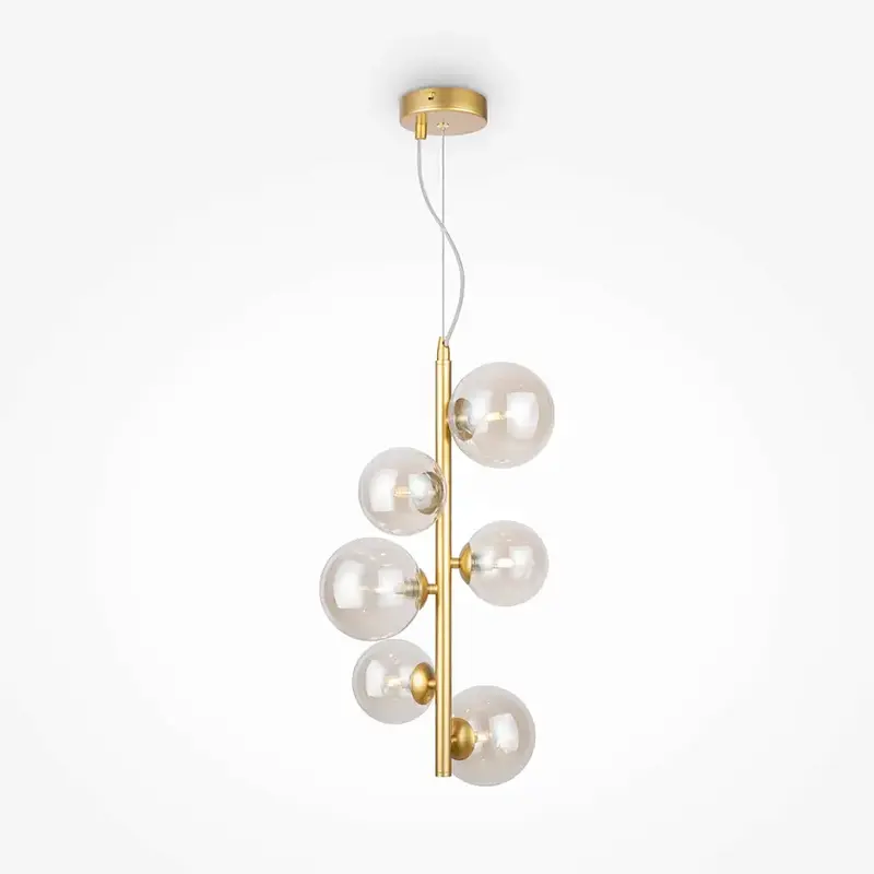 Pendelleuchte – Gold Metall, 6-flammiges Design, Glasschirme - Dallas | Maytoni