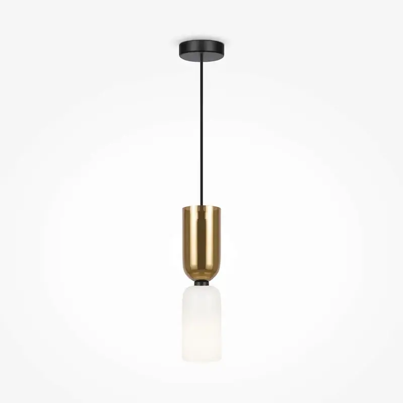 Pendelleuchte – Gold-Schwarz, Glasschirm, 1× E14, 40 W, Ø8 cm - Memory | Maytoni