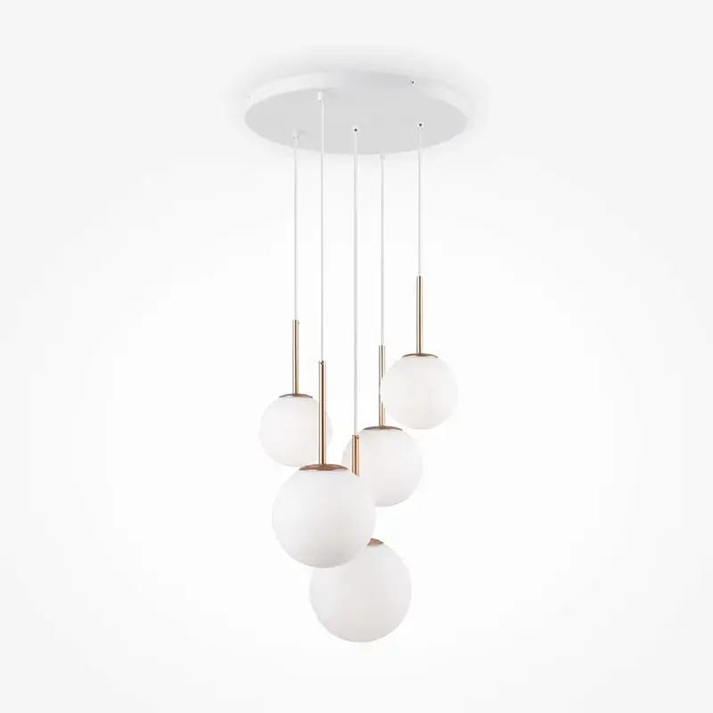 Pendelleuchte – Gold Ton, Glas Schirm, Runde Form - Basic form | Maytoni