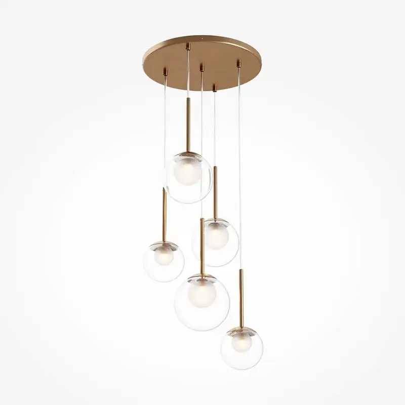 Pendelleuchte – Goldene Farbe, Gläserner Schirm, Runde Form - Basic form | Maytoni