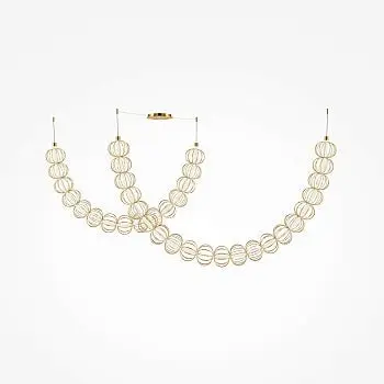 Pendelleuchte – Goldenes Metall, 107 W Leistung, Warmweiß Licht, 208,6 cm Länge - Golden Cage | Maytoni