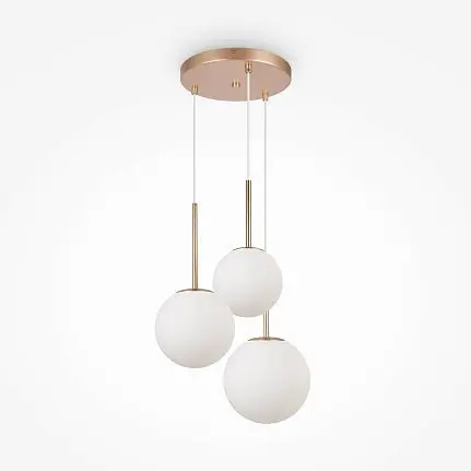 Pendelleuchte – Goldenes Metall, Matte Glaskugeln, 223 cm Höhe - Basic Form | Maytoni
