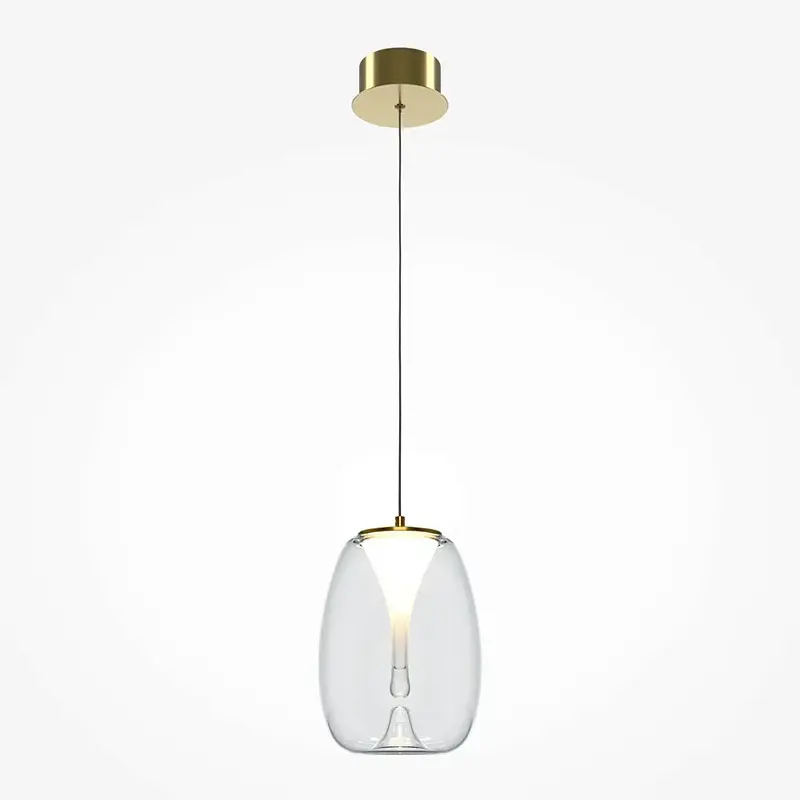 Pendelleuchte – Goldfarbenes Aluminium, Klarer Glasschirm, 7 W Leistung, IP20 Schutzart, Ø20 cm - Splash | Maytoni