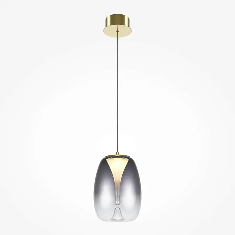 Pendelleuchte – Goldfarbenes Aluminium, Rauchgrauer Glasschirm, 7 W Leistung, IP20 Schutzart, Ø20 cm - Splash | Maytoni